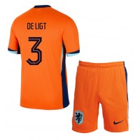 Echipament fotbal Olanda Matthijs de Ligt #3 Tricou Acasa European 2024 pentru copii maneca scurta (+ Pantaloni scurti)